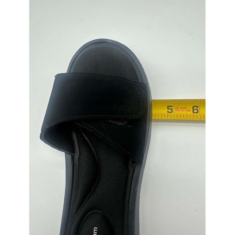Black Memory Foam Slide Sandals Adjustable Hook Loop Strap Women Size M - Picture 8 of 8